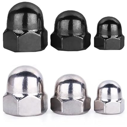Hutmutter Sechskantkopf Kappe Kuppel Nickel/Schwarz Zink Dekorative Abdeckung Halbkreis M3 M4 M5 M6 M8 M10 M12(Nickel Plated,M6(5Pcs))