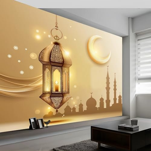 Fototapete Traumstil Mond Laterne Tapete, Gelb Tapeten Vliestapete, Modern Wandtapete Wohnzimmer Schlafzimmer Kinderzimmer Wanddeko Motivtapeten 500 x 280 cm (B x H) Fototapete