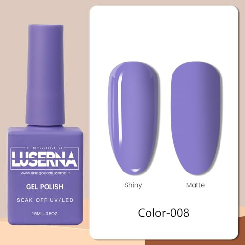 Smalti Gel UV Semipermanenti - 60 Colori Vivaci, Lunga Durata - Il Negozio di Luserna (08 Lilla, 15 ML)