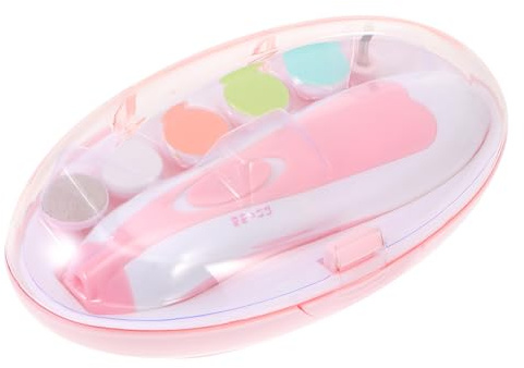 KOMBIUDA Elektrische Nagelfeile für Dicke Fußnägel Maniküre Werkzeug für Kinder Leichte Abs Ausführung mit Feinem Schleifkopf Rosa