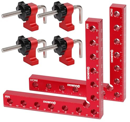 UUBOXS Ángulo Recto Tipo L - 2 Piezas Cuadrados de Posicionamiento 90 Grados, Abrazaderas para Carpintería 140mm/5,5 Gatos Carpinteria, Sargento Escuadra Para Marcos, Cajas, Armarios, Cajones