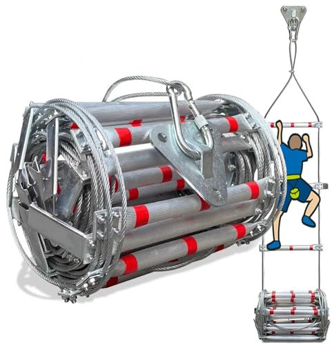 Rope Ladder Fire Escape, Emergency Escape Ladder with Hooks for and Balcony - Aluminum Alloy, Foldable Safety Ladder Rope for Kids and Adults