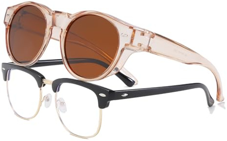 Long Keeper Polarisierte Überzieh Sonnenbrille Damen Runde Sonnenbrillen über Brillen Trendige Überbrille für Brillenträger Fahren Reisen Passen Über Sonnenbrillen