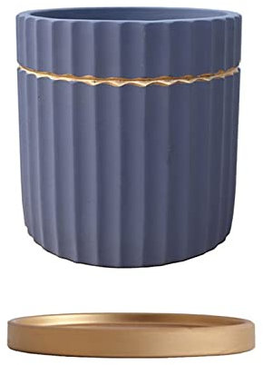Vaso da fiori verticale a righe per piante grasse vaso da fiori rotondo da giardino con decorazione personalizzata Piccolo vaso per piante grasse viola da scrivania