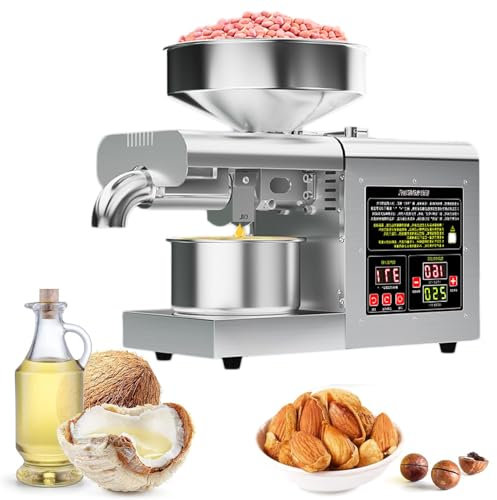 Oil Press Machine, Automatic Commercial Oil Expeller Extractor Stainless Steel Oil Presser Pressing Mill Maker Machine for Commercial Domestic Use