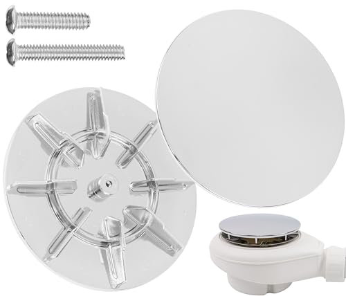 Coperchio per piletta doccia, Ø 115 mm, adatto a molti set di scarico per doccia e vasca da bagno, con vite M4x18 e M4x25, coperchio per piletta doccia, coperchio per piletta doccia