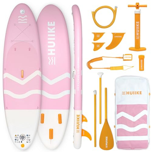 HUIIKE Tavola SUP Gonfiabile Adulti con Accessori Inclusi, Pagaie, Pinne, Leash, Pompa. Stand Up Paddle Board Grande Stabilità e Resistenza. Convertibile in Kayak 305-365 cm, Supporta 130-170 kg