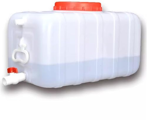 LJBD Wasserkanister mit Ablasshahn Schraubdeckel, Tragbar Wasserbehälter Wassertank für Outdoor Camping Wandern Picknick Wasserspeicherung zu Hause Haushalt (Weiß, 35L)