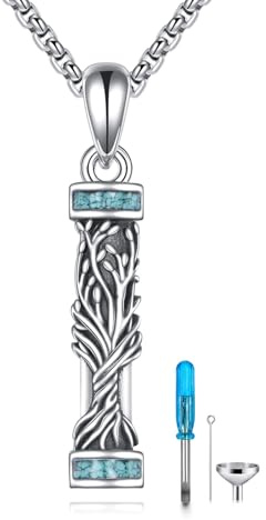 URONE Urn Halskette für Asche 925 Sterling Silber Zylinder Memorial Anhänger für Geliebte Einäscherung Schmuck