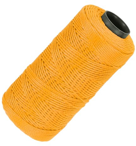 QUARKZMAN Hilo de Nylon 3 Hebras Trenzado Línea de Albañil 1.5mm x 218 Yardas Cuerda de Nylon para Proyectos DIY, Mejoras del Hogar, Suministros para Fiestas Navideñas, Amarillo Dorado