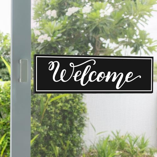 Konohan 2 Pcs Welcome Sign Screen Magnets Large Size Home Welcome Decor Double Sided Screen Door Magnet for Window Door Decoration and Signs(Black Style)