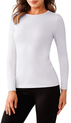 Harlamvar Women Thermal Fleece Lined Tops Long Sleeve Warm Underwear Shirt | Round Neck, Soft, Wicking, Lightweight, Breathable, Comfortable, Long Sleeve, Thermal Base Layer Top for Winter