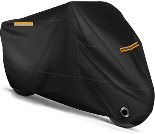 Wasserdicht Motorradabdeckung, 210D Motorrad Abdeckplane, Motorrads Abdeckplane Outdoor, Roller Moped Motorradgarage mit Schlossloch, Abdeckungen für Außenmöbel (Schwarz,XL)