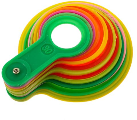 Toddmomy Juego De Calibres De Diámetro para Frutas De Plástico Multicolor 17 Piezas Herramienta De Medición y Tabla De Clasificación para Huertos y Fruterías Aplicable a Frutas De 30-110 Mm