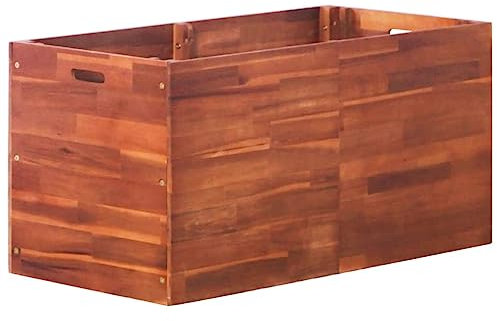 AJJHUUKI Prato & Giardino-Giardinaggio-Vasi & Fioriere-Giardino Aiuola Sopraelevata in Legno di Acacia 100x50x50