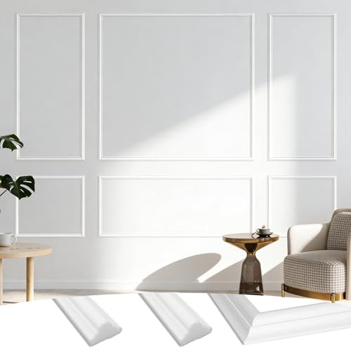 YUZINO 6 Ensembles de Kits de Lambrissage Mural, 34 Pièces de Panneaux Muraux à Coller Sans Dos Adhésif, Panneaux de Wainscoting Prédécoupés, Panneaux de Moulure Murale à Coller pour Décoration