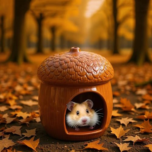 Hamsterhaus Lebensraum, großes Keramik-Tannenzapfenförmiges kleines Haustierhaus, warm im Winter und kühl im Sommer, geeignet für Zwerghamster, Rennmäuse, GoldbärWait, Kleintiere (1 Stück)