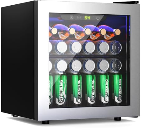 Kismile - 50 kubikfot dryckesburkar 50 kubikfot minikylskåp för 12 flaskor, drickkylare med tyst kompressor, LED-ljus, elektronisk temperaturkontroll