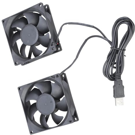 QUEENYARD Ventilador de 80 x 80 x 25 mm 8025 5 V CC, sin escobillas, ventilador de refrigeración para computadora, 2300 rpm, con rodamiento de bolas, USB, para PC, ventiladores de refrigeración dobles