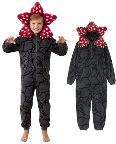 Partymall Pigiama Bambino Bambina con Cappuccio, 3D a Maniche Lunghe Carnevale Costume, Pigiama Intero Cosplay Mostro in Pile per Carnevale Cosplay Halloween Costume (140)