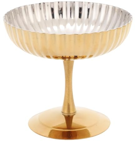 Buachois Inoxidable Taza de Helado de Acero, Reutilizable Dorado Copa de Ensaladas Postre Vaso de Postre Vintage Yogur Ensaladeras con Patas Cuenco Para Frutas Pudín para Comer Casa y Fiestas