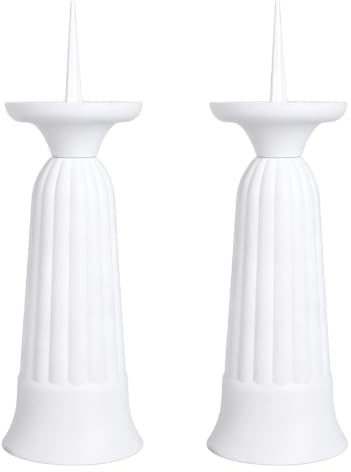 PHMING 2 Piezas de Florero Cementerio, Plástico Blanco Jarrones de Plástico