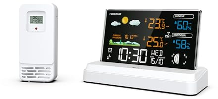 SOUCCESS FUNK-WETTERSTATION DELUXE WEISS - FARBIGE WETTERSTATION MIT FUNKUHR, WETTERDATEN, AUSSENSENSOR, MONDPHASE, TEMPERATUR, LUFTDRUCK, NETZTEIL (weiß)