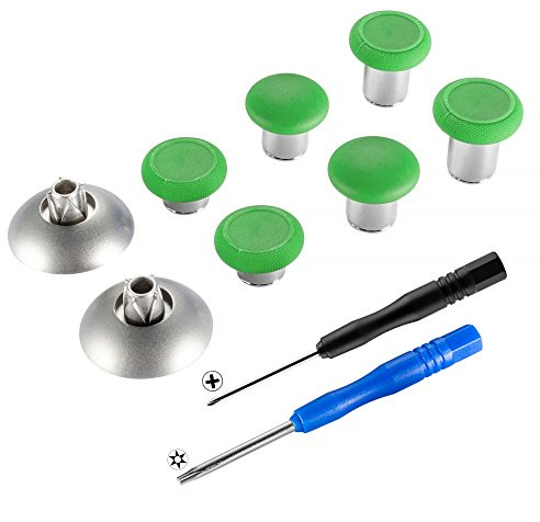 eXtremeRate 4 in 1 Magnetic Metal Thumbsticks Joysticks Kappen für Xbox One/S/X/Elite V1, 4 Teiliges Analogsticks Caps Tasten Set für ps4-Grün