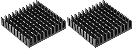 sourcing map 2Stk Kühlkörper mit kreuzförmigen Kerben | MOS GPU IC Chip 45x45x10mm Schwarz