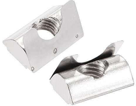 sourcing map M8 Roll in Spring T Nut with Spring Sheet Carbon Steel for 3030/4040 Series Aluminum Extrusion Profile Rail with 8mm Slot 25Pcs