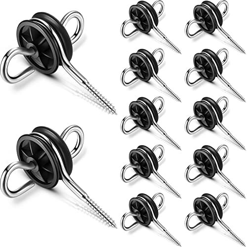 Moxweyeni 12 Pcs Black Electric Fence Insulators Screw, Anchor Electric Fence Wire Insulators for Ring Wooden Post Gate Handles