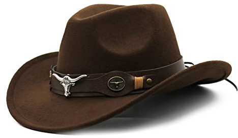 IBLUELOVER Cowboyhatt i Ull Filt - Västerländsk Brett Brätte Trilby Fedora Jazz Keps - Cowgirl Vintage Formbar Utomhus Derby Festhatt Med Spänne Band 56-58 cm