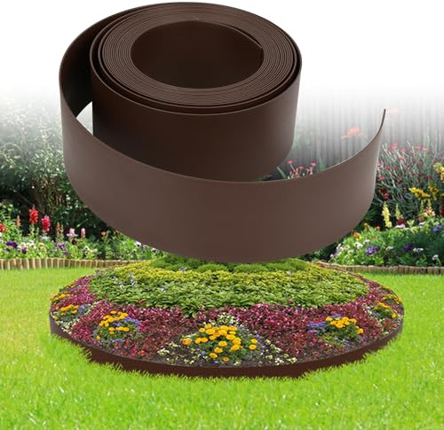 Randaco Beeteinfassung Rasenkante Braun 25 m (125/2 mm), Beet-Eingrenzung, auch für 25 m gegen Wurzelausbreitung, Kunststoff