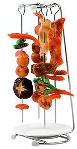 HMTE Acier Inoxydable BBQ KebabSkewers Support Vertical brochette Support Support Ensemble avec 4 brochettes à Griller BBQ Barbecue chaîne