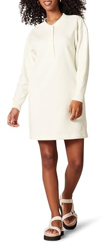 Amazon Essentials Women's Knit Henley Sweatshirt Dress (Available in Plus Size), Eggshell White, XL