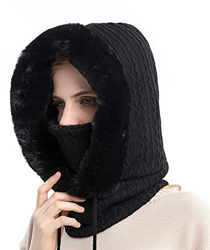TAGVO Sturmhaube Gesichtsmaske Damen, Warme Balaclava Gesichtsmaske Winddichte Vollgesichtsmaske, Verstellbare Skimaske Kapuzenschal, Winter Fleecemütze für Skifahren Radfahren - Universalgröße