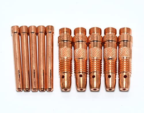 RIVERWELD TIG-Spannzangenkörper 10N24 10N32 2,4 mm Sortiment, 10 Stück | 3/32 Passend für DB PTA SR WP 17 18 26 WIG-Schweißbrenner