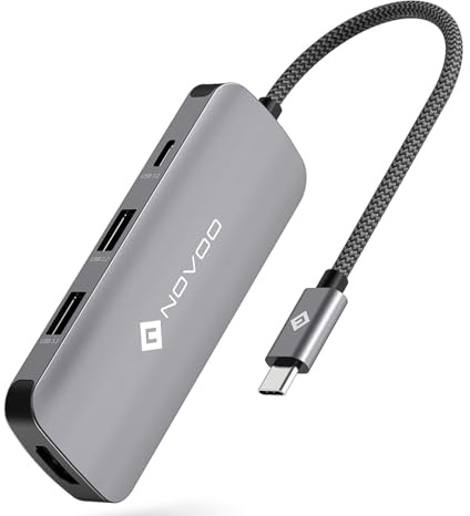 NOVOO Hub USB C 6 en 1, HDMI 4K@60, PD 100W, Datos 10Gbps, 3 Puertos USB