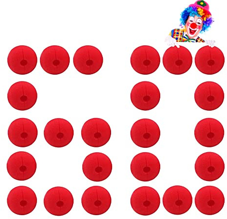 QIUMING 60 Stücke clownsnasen rot Rot Clown Nase Clown | Nase Rote schaumstoff clownsnase Erwachsene Accessoires für Halloween Weihnachten Kostüm Neuheit Karneval Zirkus Party Nase