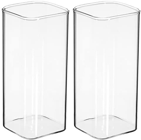 UPKOCH Juego De Vasos De Vidrio Vasos Cuadrados De 2 Uds. Vasos De Agua Highball Vaso Copa De 400Ml Cristalería para Café Leche Jugo Cerveza Vino Cóctel Copa De Cristal Estética