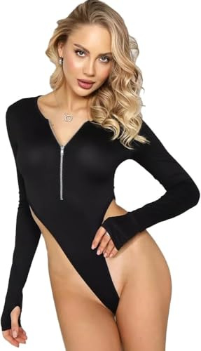 FFWTPY Body Donna Maniche Corte con Zip Bodysuit Style Contenitivo Modellante Outfit Estivo Elegante per Abbigliamento Quotidiano