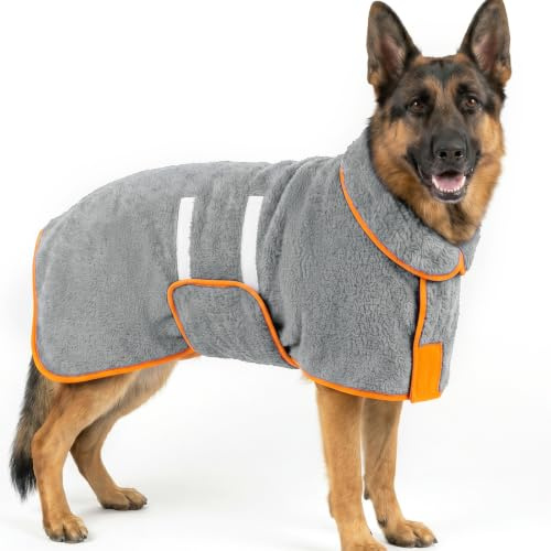 Bienbee Hunde-Bademantel, schnell trocknend, super saugfähig, für kleine, mittelgroße und große Hunde, zum Trocknen nach dem Baden und Schwimmen, warme und gemütliche Hundehandtücher