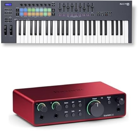 Novation FLkey 49 MIDI Keyboard Controller + Focusrite Scarlett 2i2 4th Gen USB Audio Interface