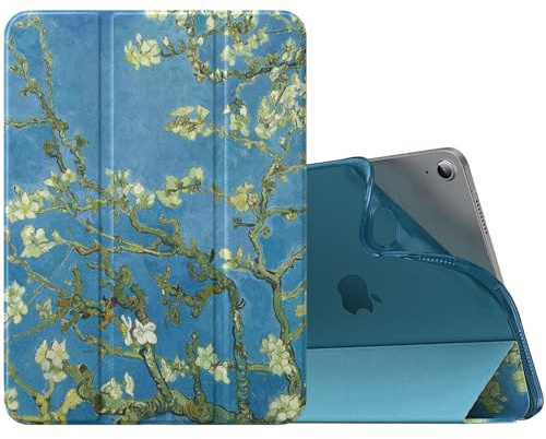 Moko Hülle für iPad Air 11 Zoll M4/M3/M2 (2026/2025/2024), Aprikose Blume | für iPad Air 5./4. Gen 2022/2020 10,9 Zoll Dünn Ständer Schutzhülle mit Weicher TPU-Rückseite PU Leder Auto Schlafen/Wachen