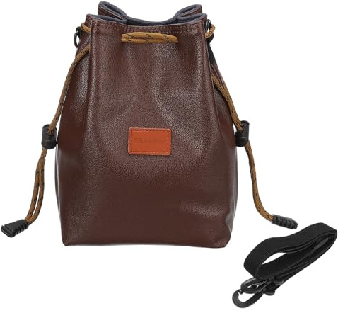 PATIKIL Sac Souple pour Appareil Photo, Étui pour Objectif, Sac Bandoulière à Cordon pour Appareils Photo Numériques en Extérieur, Taille M, Marron
