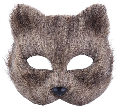 Halloween Tier Fuchs Wolf Therian Maske, Horror Plüsch Kreativität Halbgesicht Katzenmaske für Halloween Maskerade Monster Cosplay Kostüm