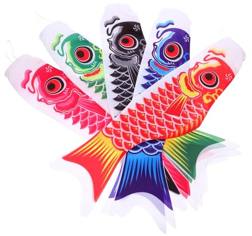 Happyyami 5stücke Teiliges Japanische Karpfenflaggen Bunte Dekorative Fischflaggen Aus Satinstoff Stilvolle Und Lustige Gartendekoration Leicht Und Tragbar Für Zuhause Und Outdoor-feiern