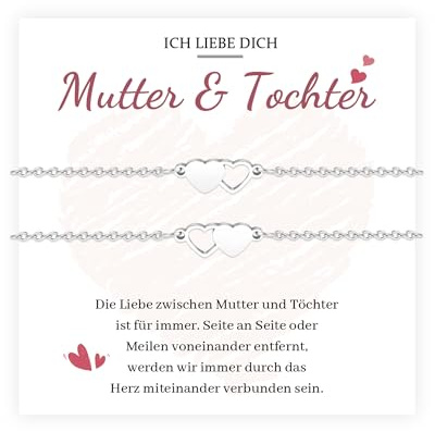 MANVEN 2/3pcs Mutter Tochter Freundschaft Geschenk Geburtstag Mädchen Damen | Herz Armband aus 316L Edelstahl für Beste Freundin Mädchen Damen Muttertag Weihnachten Schulanfang