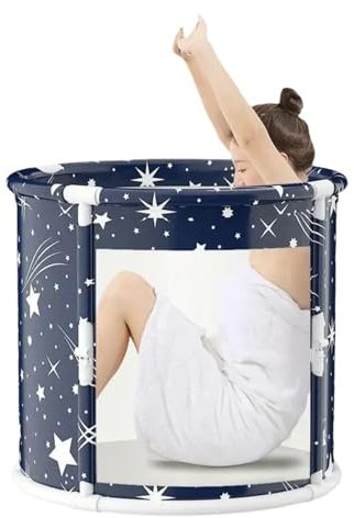 Nybhyjka Vasca Da Bagno Pieghevole Per Adulti,Vasca Da Bagno Pieghevole Portatile,Vasca Da Bagno Indipendente Con Cuscino, Vasca Da Bagno Calda Con Ghiaccio, Vasca SPA Per Doccia, Vasca Da 70cm*65cm