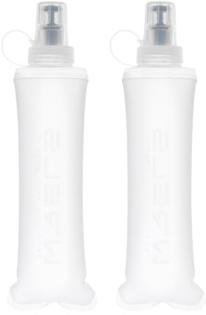 WRELS TUP Lot de 2 bouteilles d'eau souples pliables, légères, sans PBA, étanches et durables pour l'extérieur (250 ml, blanc)